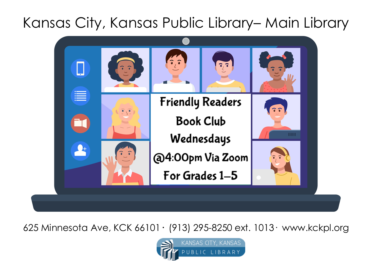 Flyer for the Friendly Readers Book club.