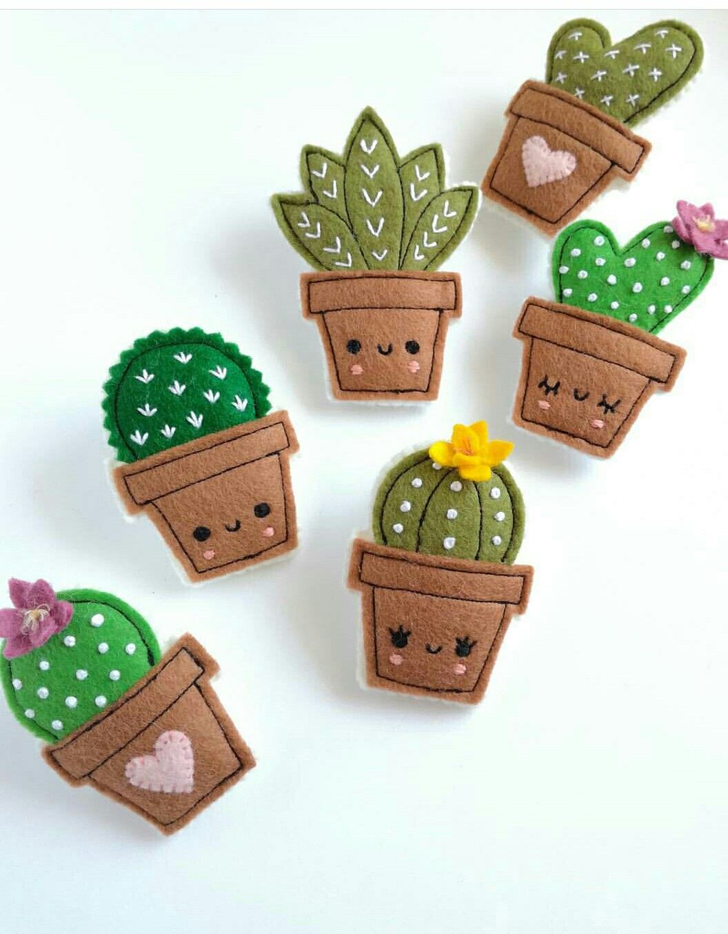Pictures of hand-sewn felt succulents