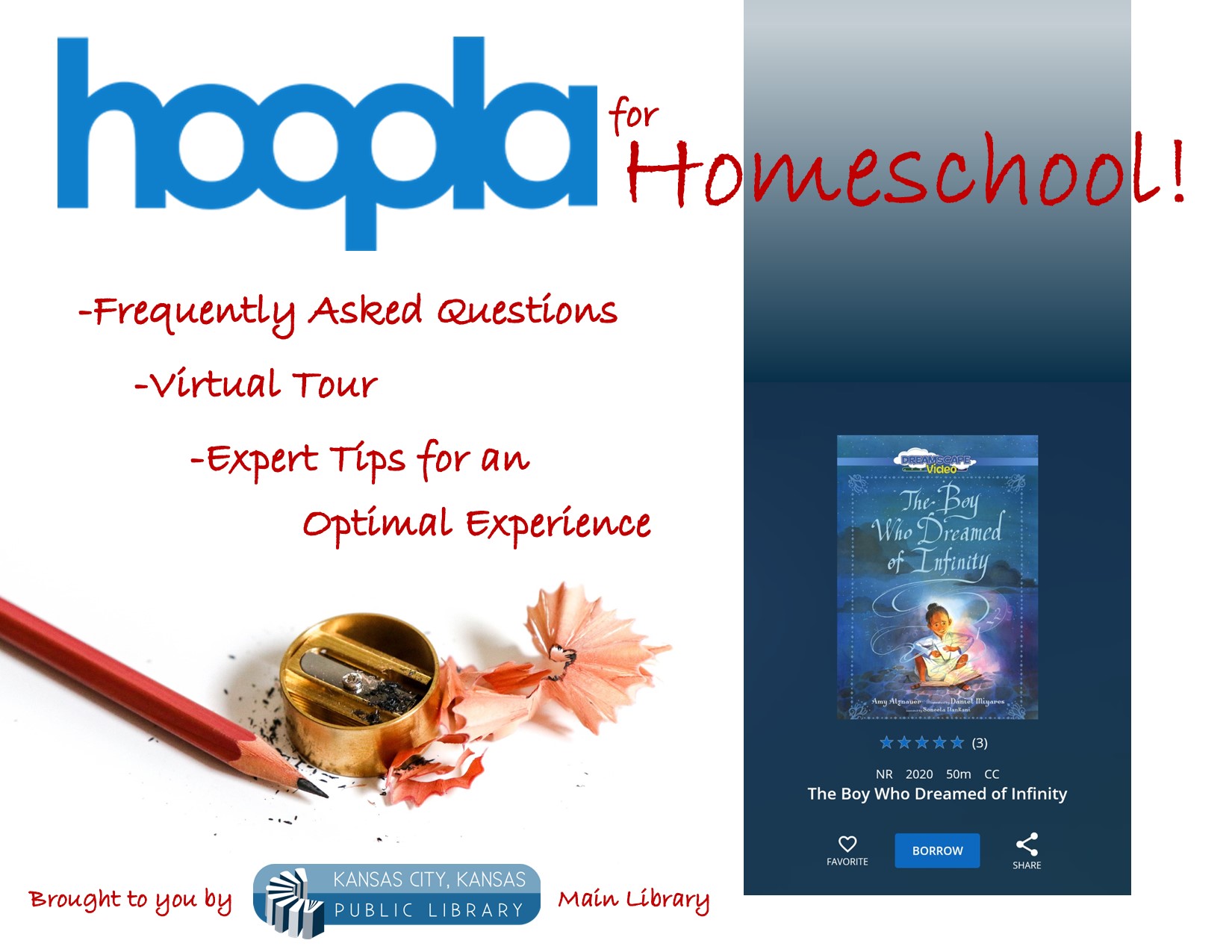 Hoopla for Homeschool brought to you by KCKPL Main Library