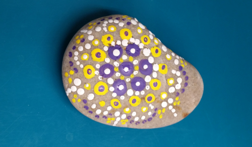 dot mandala painted rock