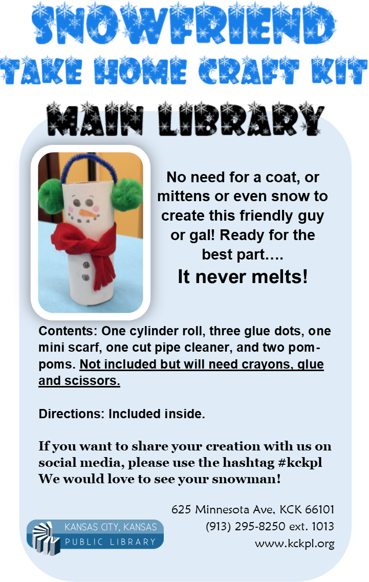 Snowfriend Take home craft at Main Library