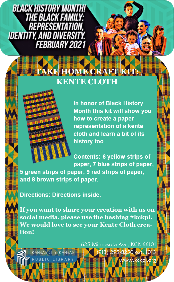 In honor of Black History Month this kit will show you how to create a paper  representation of a kente cloth and learn a bit of its history too. 