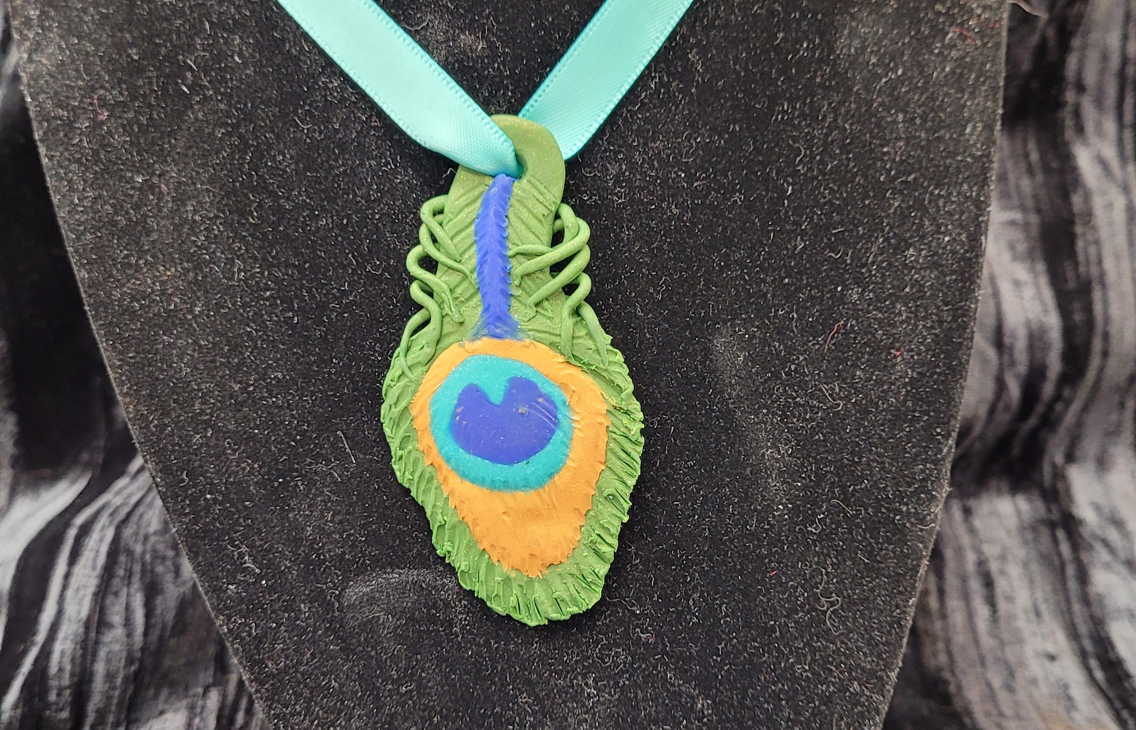 peacock tail feather pendant