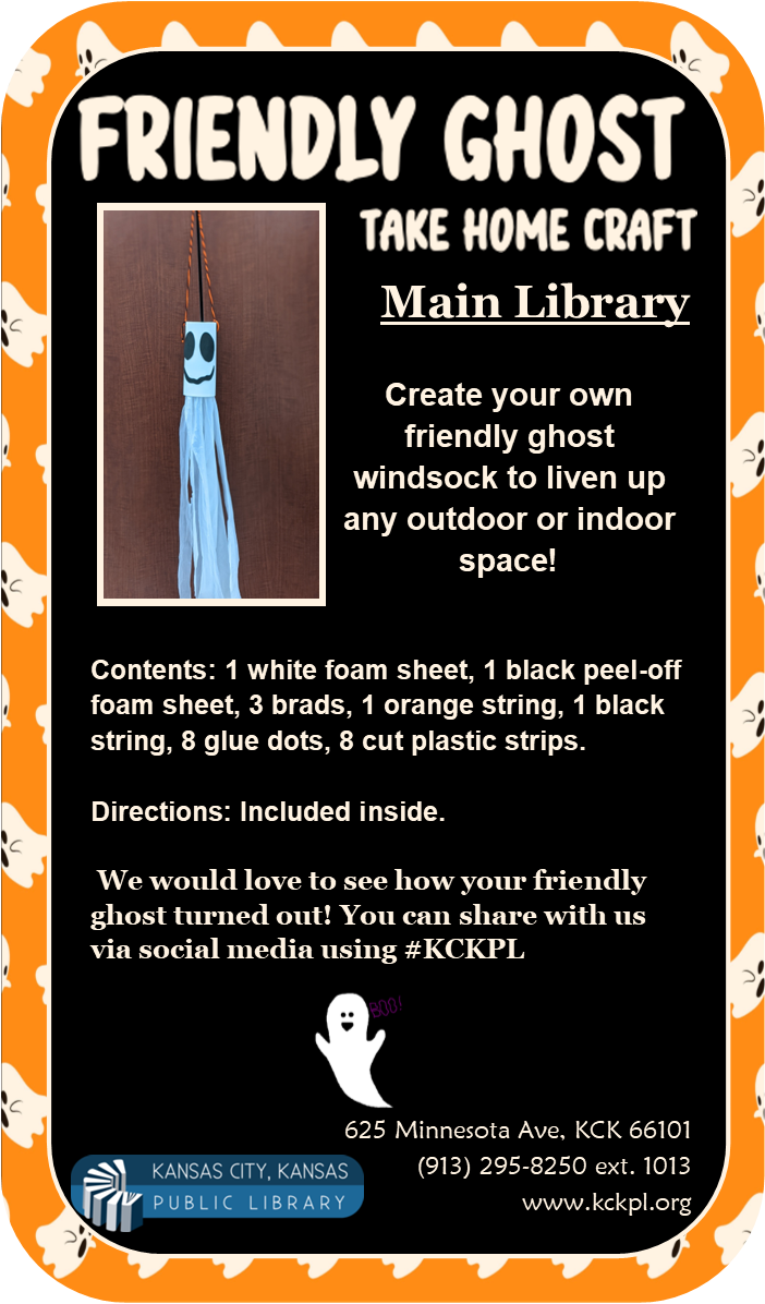 Friendly Ghost craft kit flyer at Main Library