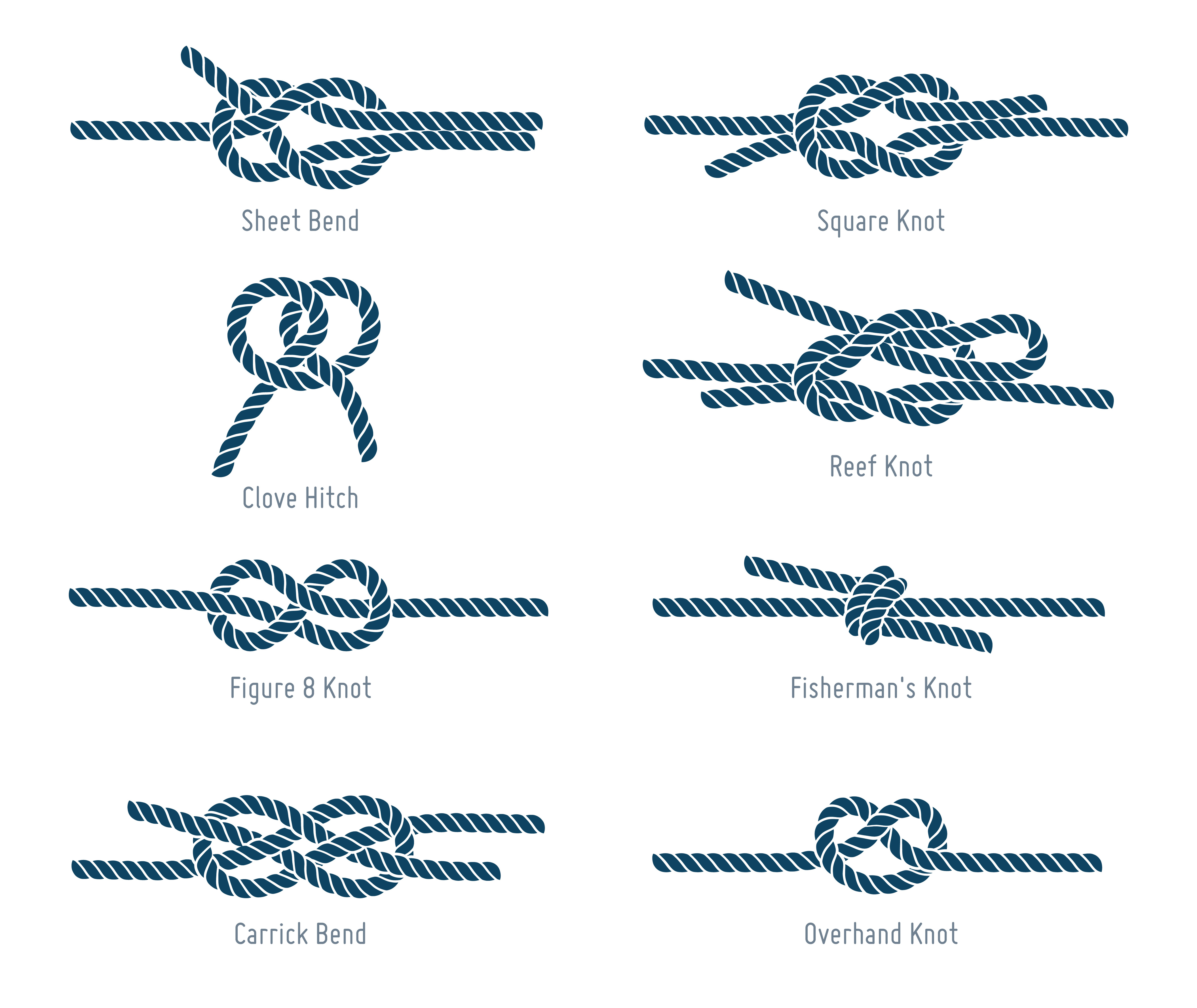 various types of nautical knots