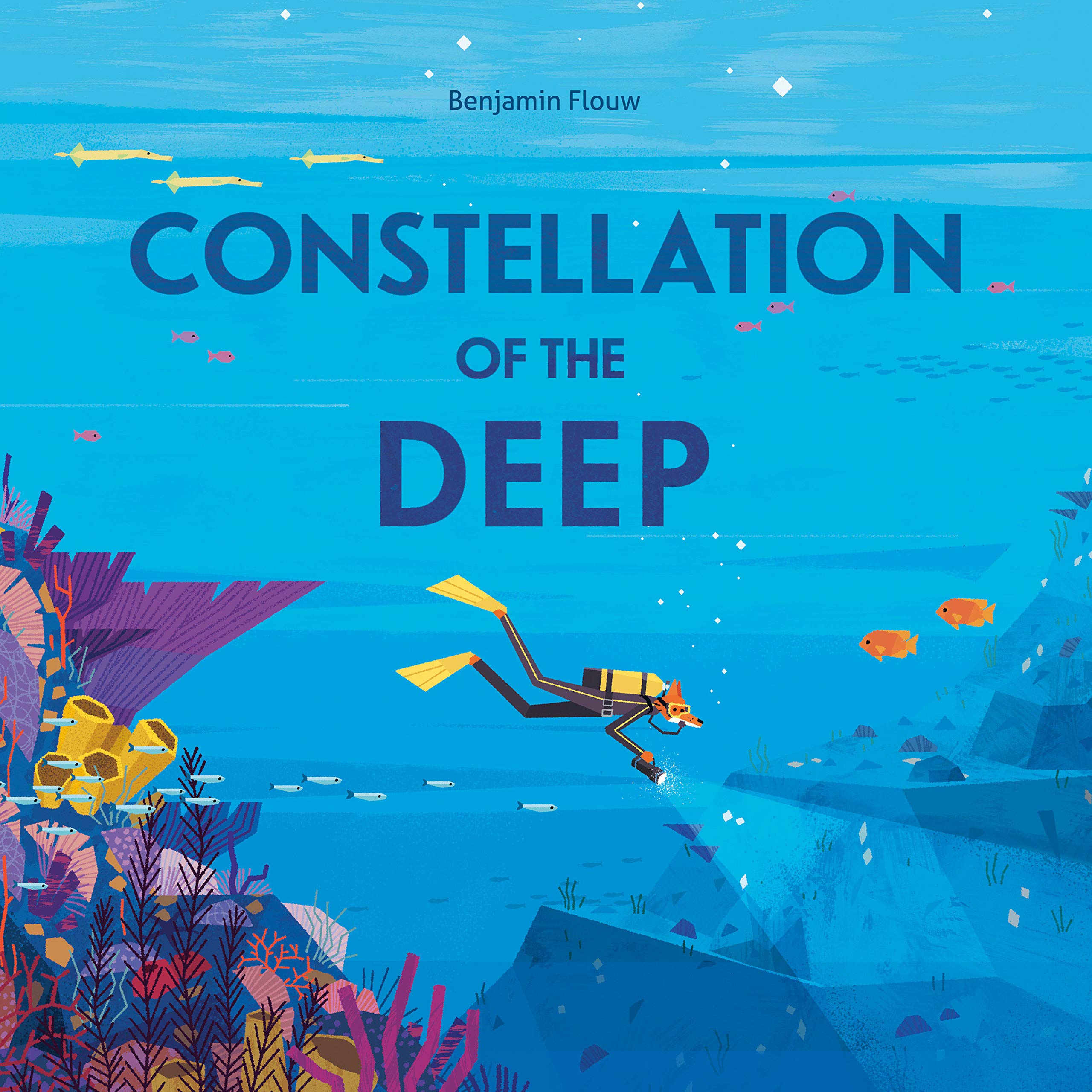 The cover of Constellation of the Deep includes a scuba diver in the ocean. 