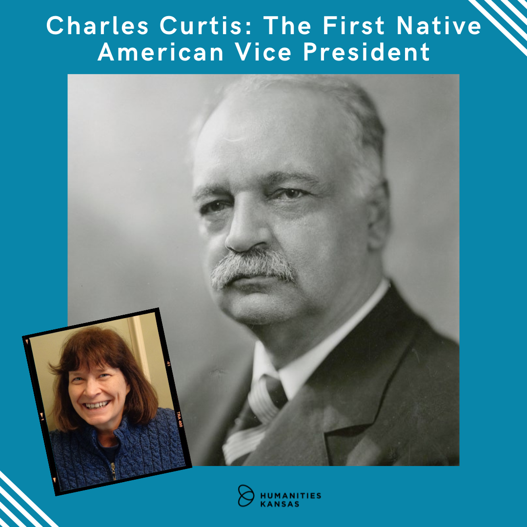 Photo of Charles Curtis with an overlaid image of Erin Pouppirt against a blue background.