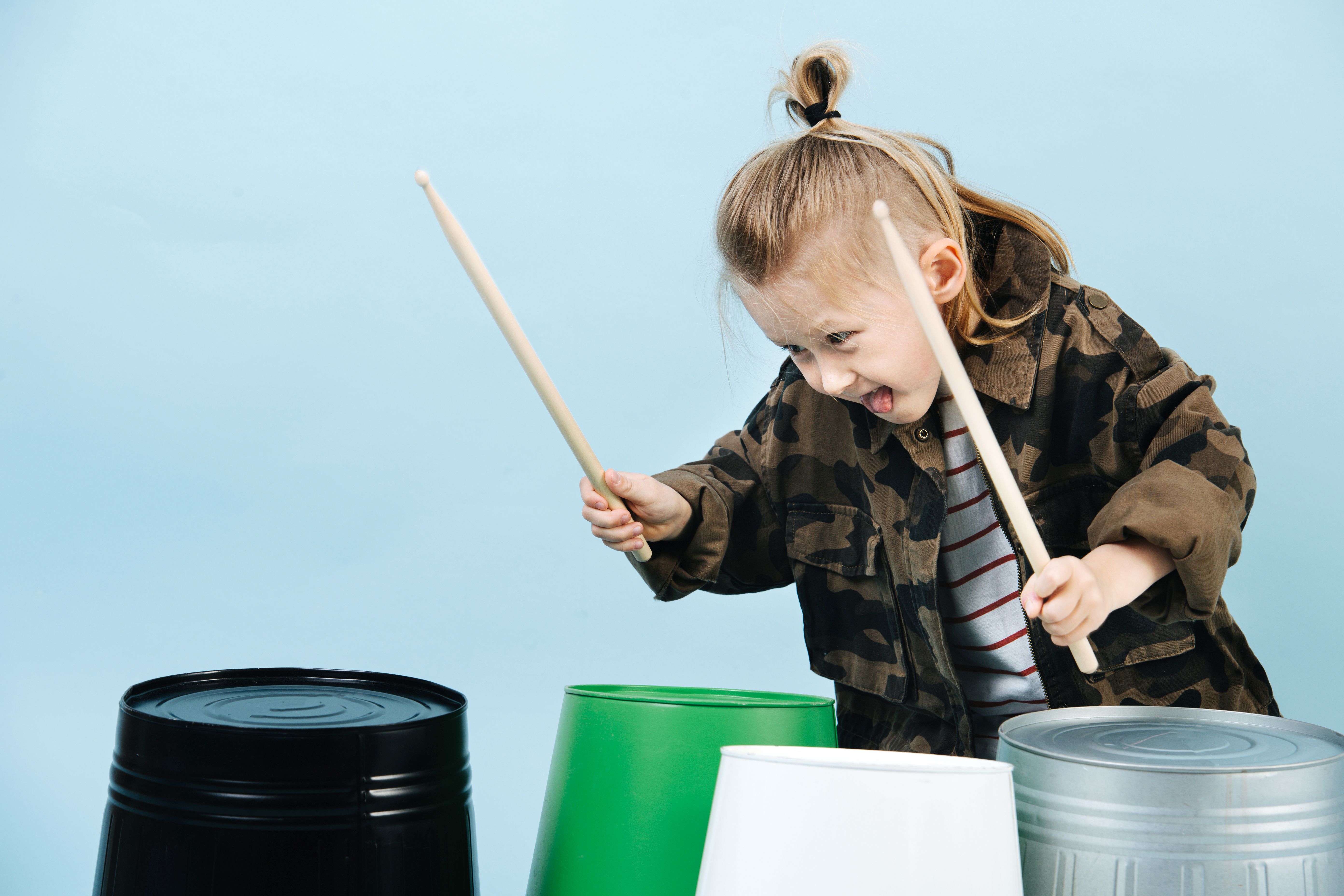 child bucket drumming