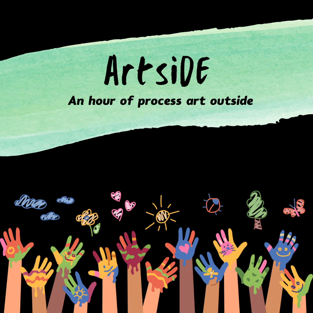Artside flier with kids hands covered with paint