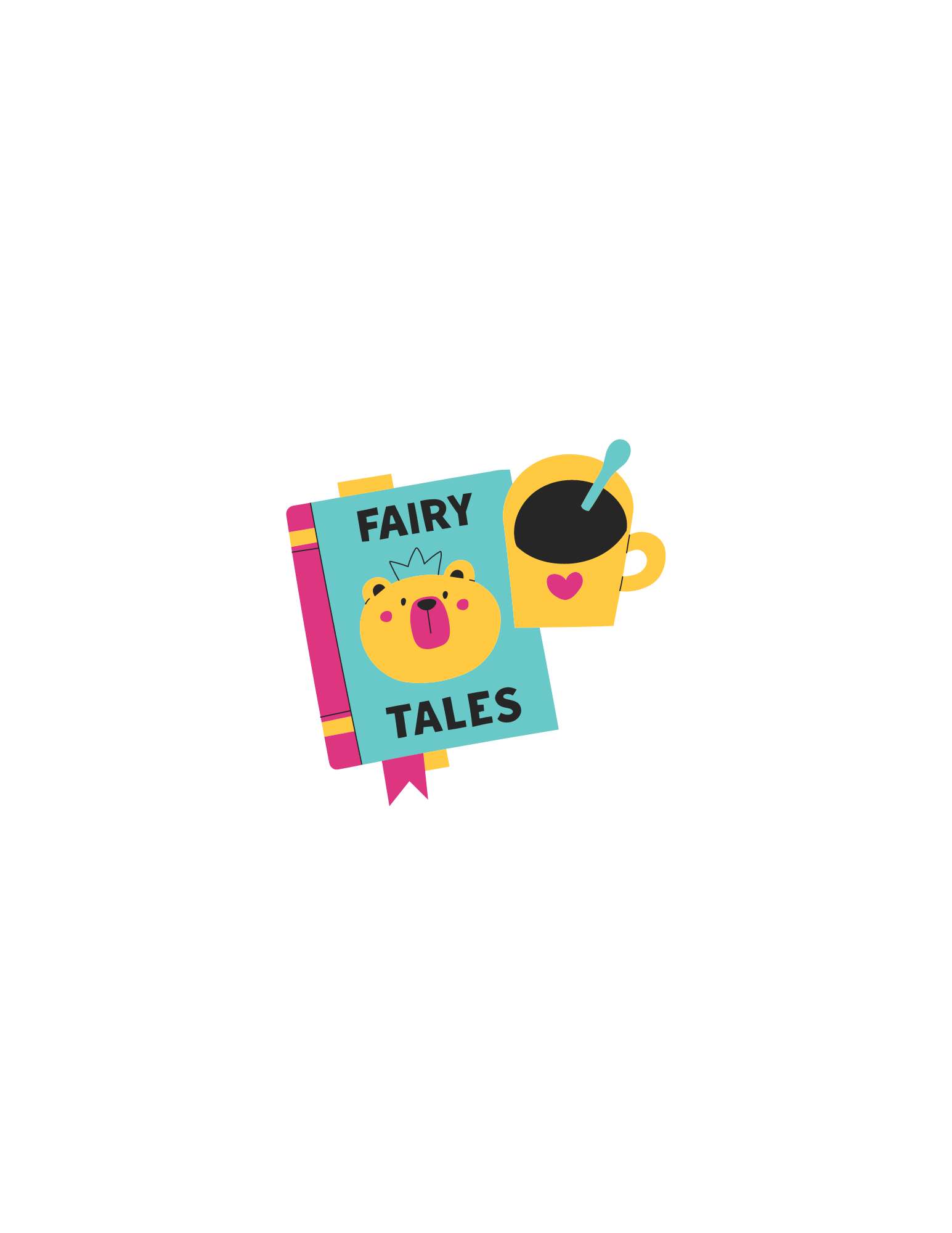 Book of fairy tales and cup of tea