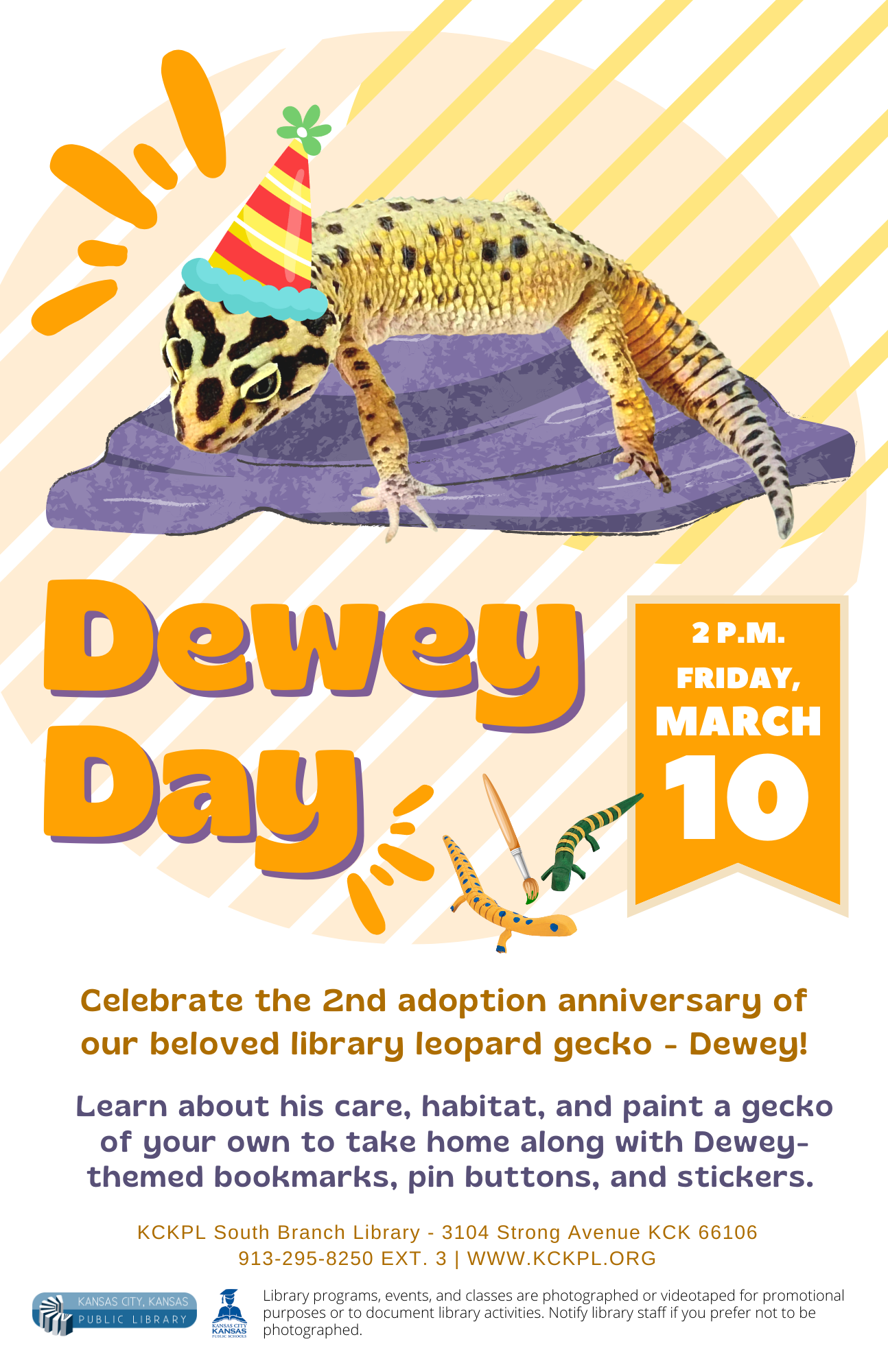 Flyer for Dewey Day on March 10 at 2pm
