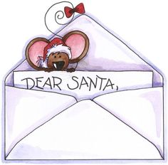 Dear Santa Envelope with Mouse Peeking Out