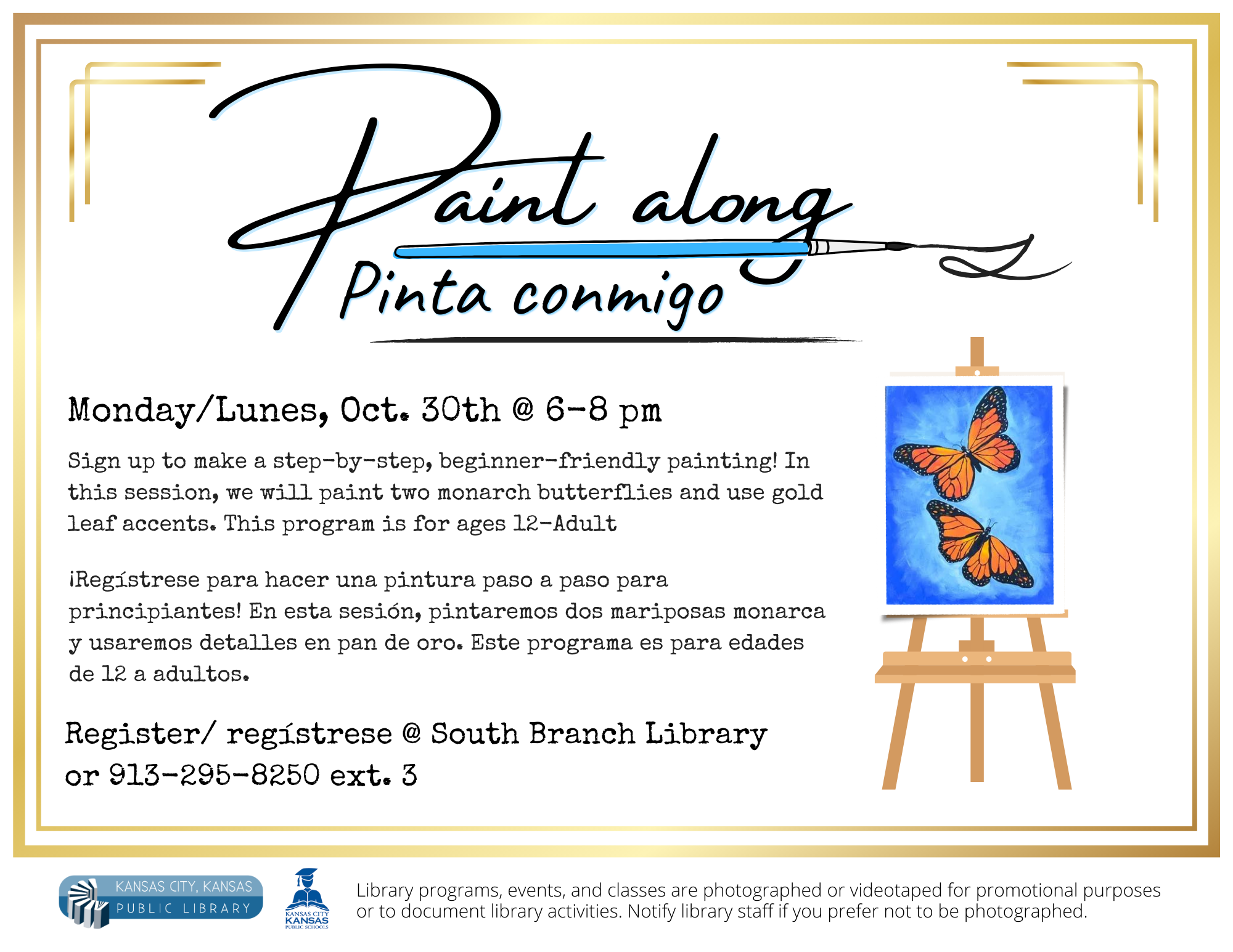 Paint Along Flyer on Monday October 30 at 6-8pm