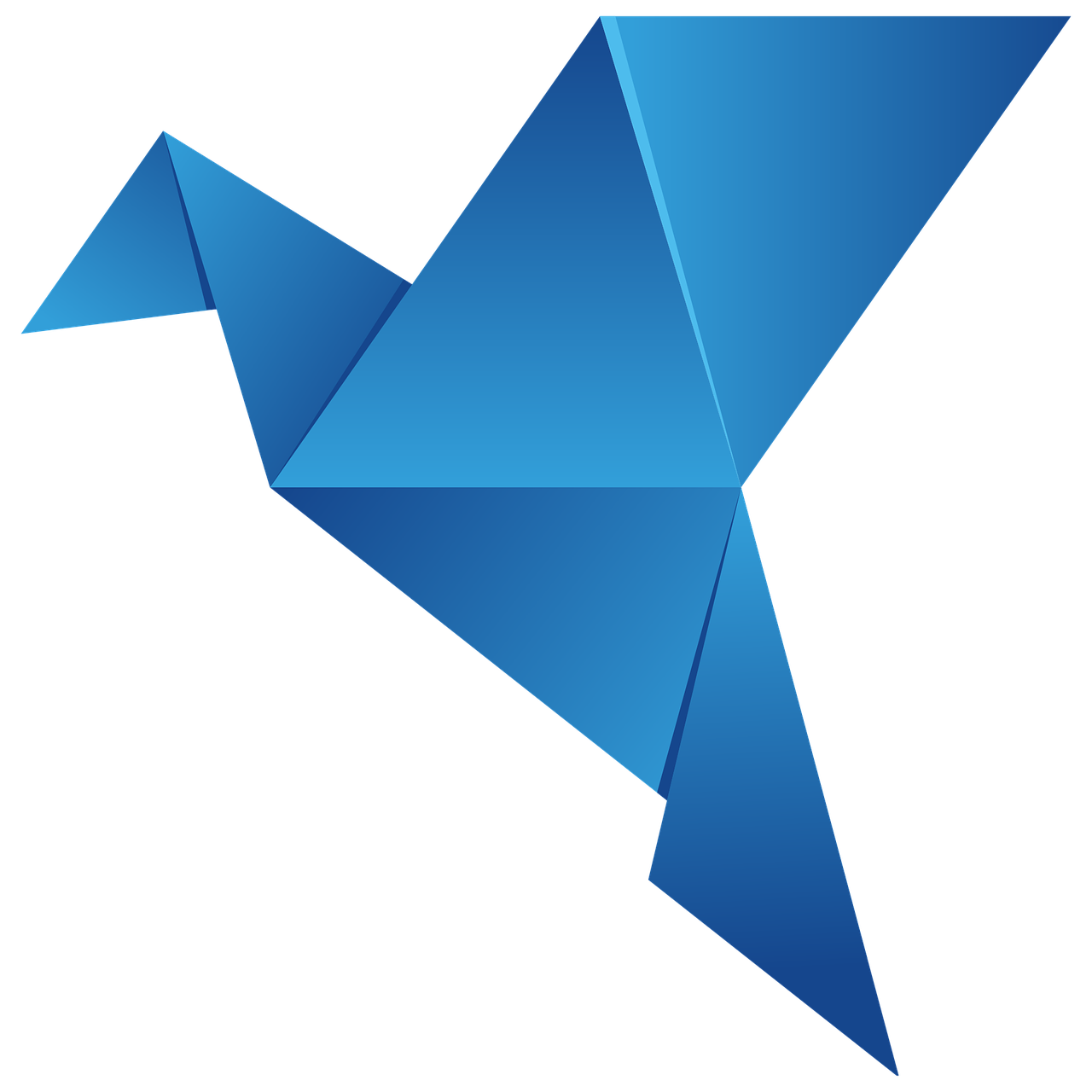 A blue origami paper crane