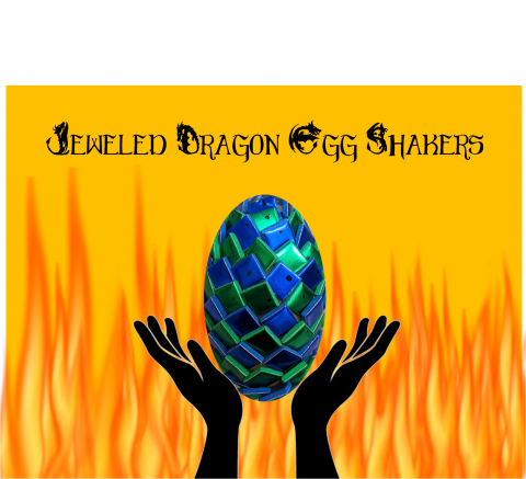 Jeweled Dragon Egg Shakers at Main Library. Pick up kit via curbside starting July 27th, while supplies last.