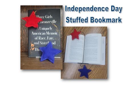 Cord bookmark with stuffed felt stars at the ends