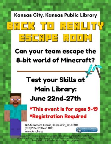 Escape Room flyer for Main Library