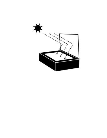 Black in white photo of a solar oven.