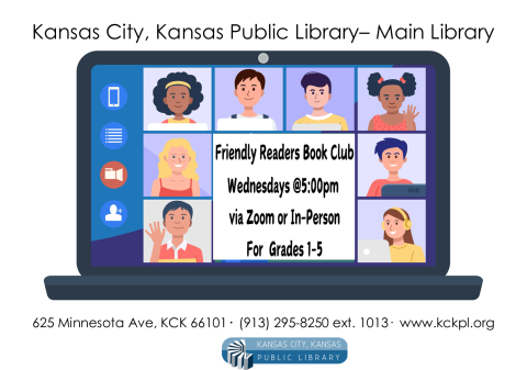 Flyer for the Friendly Readers Book club.