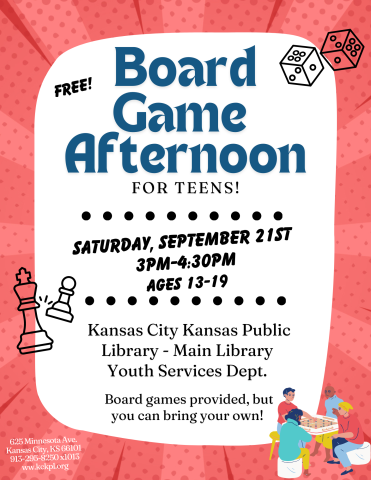 Flyer for Teen Board Game Afternoon