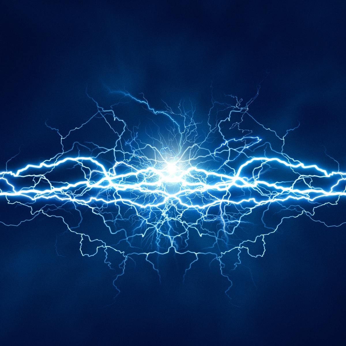 electric burst on blue background