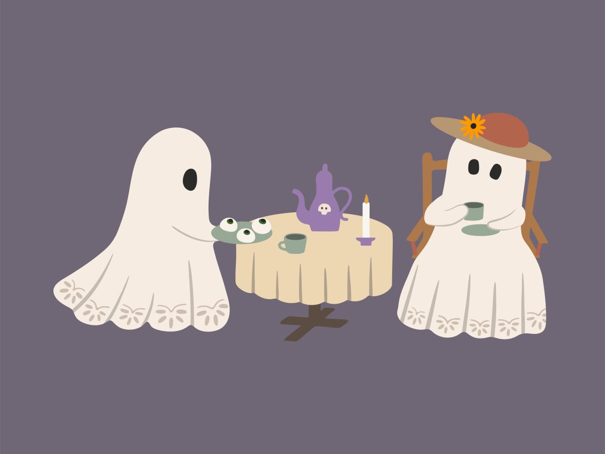 Two ghosts having tea