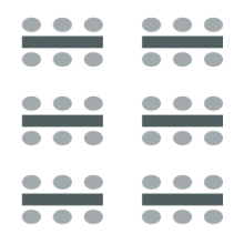 Room set up with chairs on both sides of tables